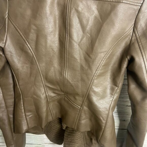 Guess Faux Leather Jacket with waterfall detail size xs brown - Picture 7 of 8